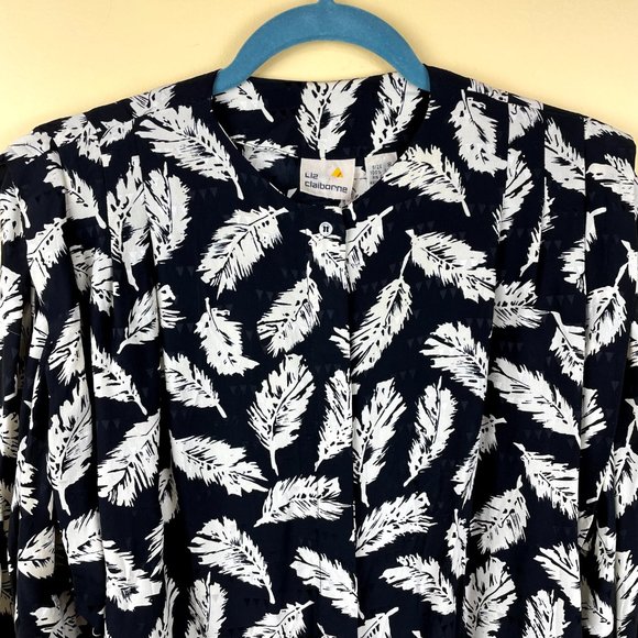 VTG Liz Claiborne 100% Silk Feather Print Blouse 8 - Picture 7 of 10